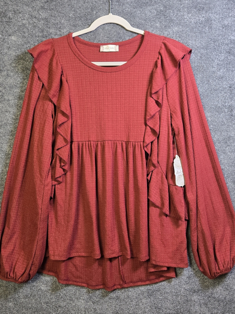 Altar'd State Top Womens M Burnt Orange Gauze Ruffle Earthy Peasant Folk New